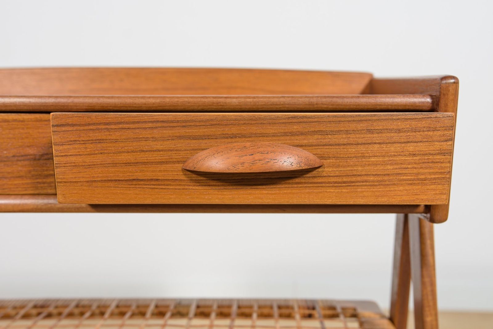 photo buy Mid Century Teak And Rattan Console Table From Søren Rasmussen, Denmark, 1960s