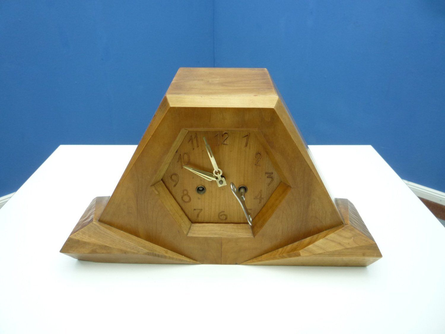 Anthroposophical Limewood Clock By Siegfried Pütz, Germany, 1920s photo for sale