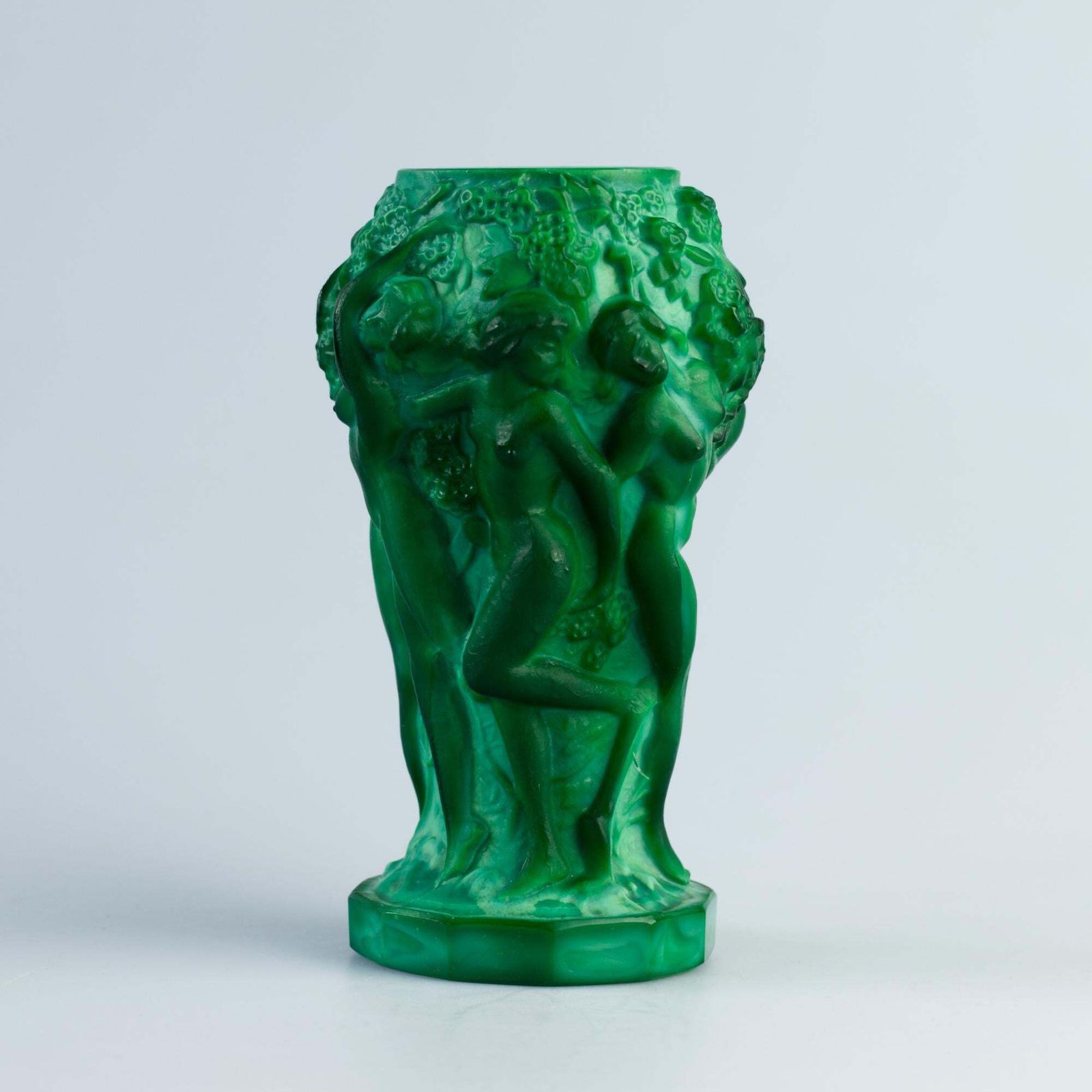Art Deco Malachite Glass Vase By Curt Schlevogt, 1930s photo buy