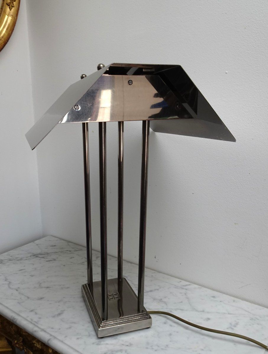 Brushed Grey Metal Megawatt Table Lamp By Peter Ghyczy, 1980s photo vinterior