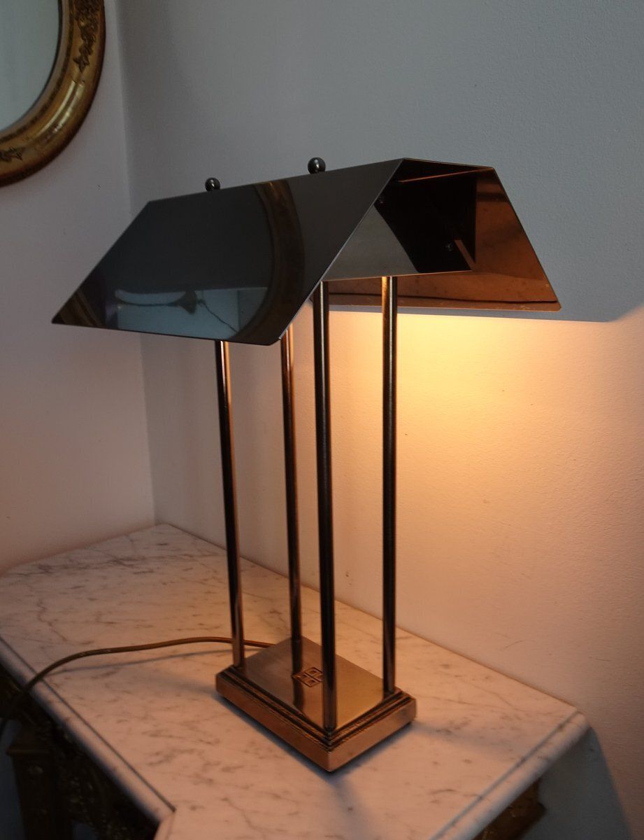 Brushed Grey Metal Megawatt Table Lamp By Peter Ghyczy, 1980s photo vintage