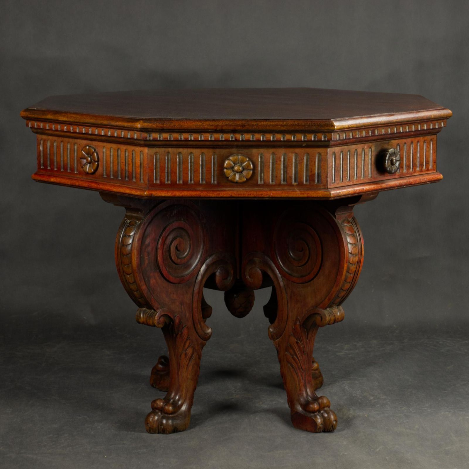 Italian Renaissance Revival Walnut Center Table, 19th Century photo Furniture