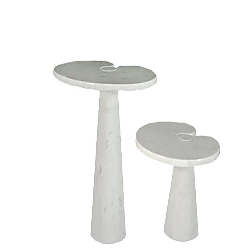 Italian Eros Series Coffee Tables In White Carrara Marble By Angelo Mangiarotti, 1970s, Set Of 2