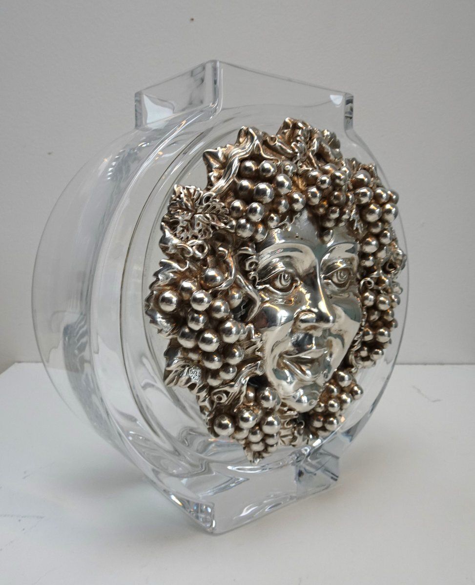photo vinterior Vintage Italian Crystal And Silver Vase, 1980s