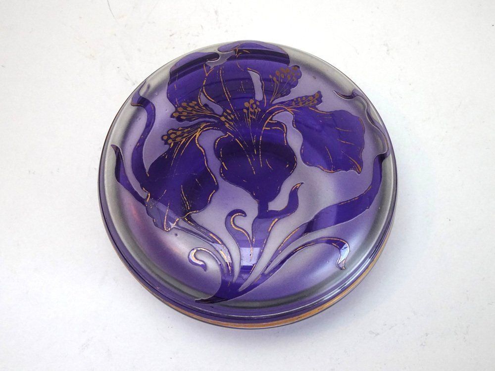 Art Nouveau Cameo Crystal Box By Philippe Wolfers For Val Saint Lambert, 1890s photo buy