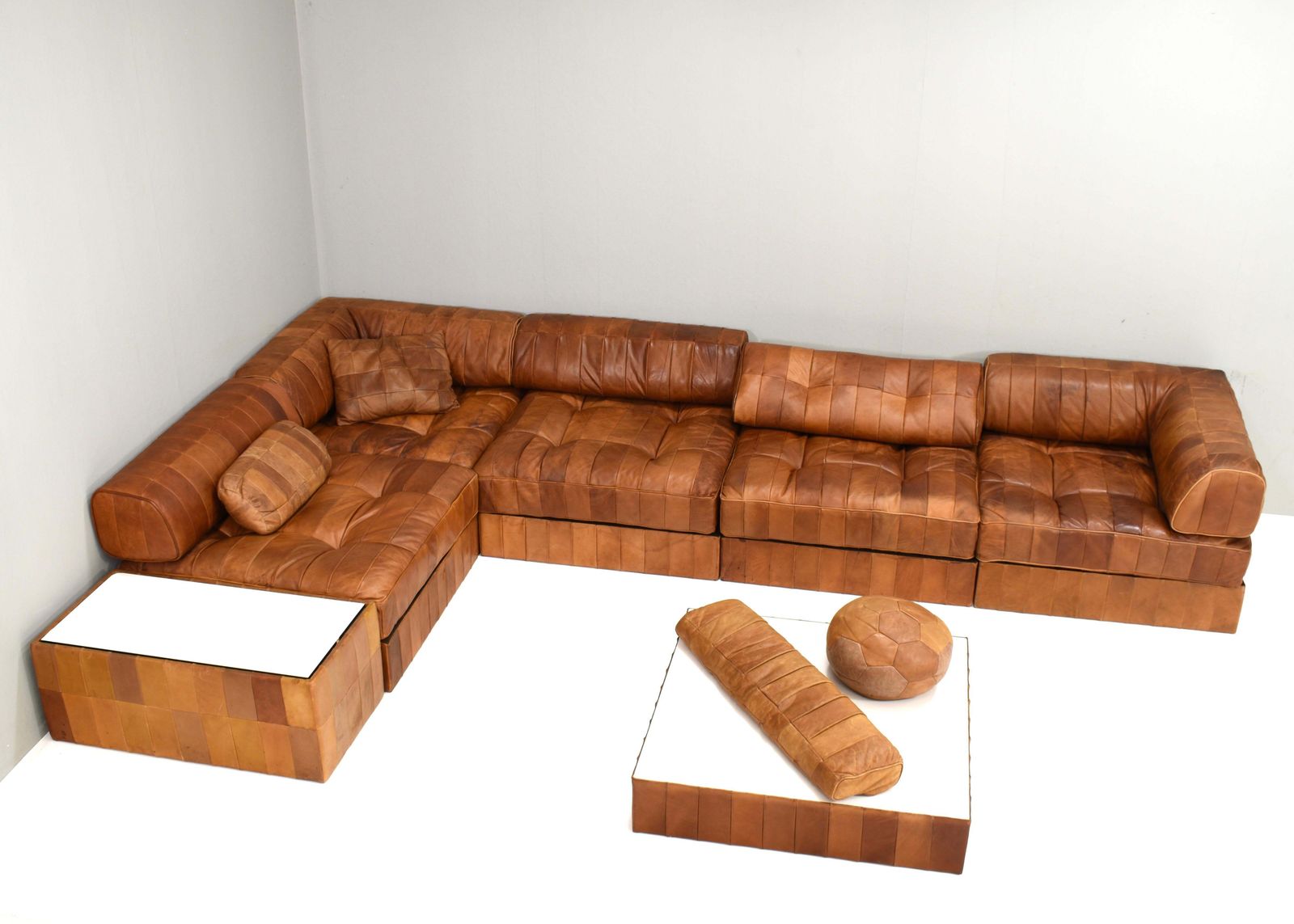 De Sede Ds 88 Landscape Sectional Sofa In Cognac Tan Leather, Switzerland 1970's photo furniture