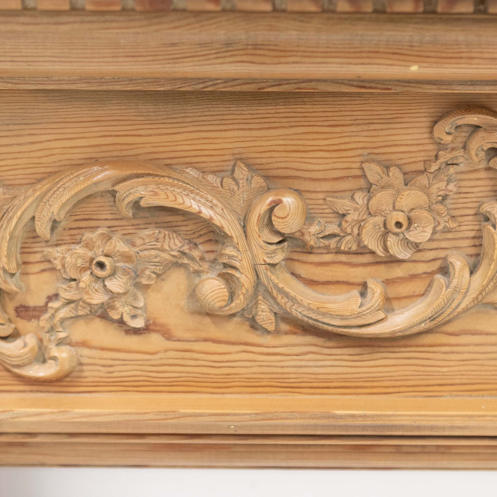 Antique Pine Wooden Fireplace Surround photo for sale