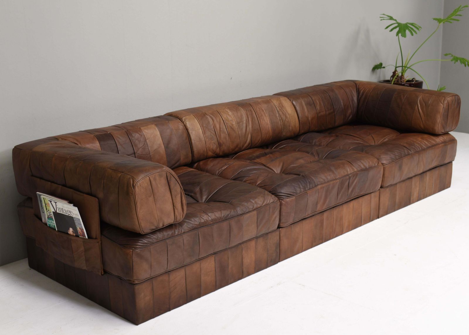 De Sede Ds 88 Sectional Sofa In Cognac Tan Brown Leather, Switzerland, 1970's photo for sale