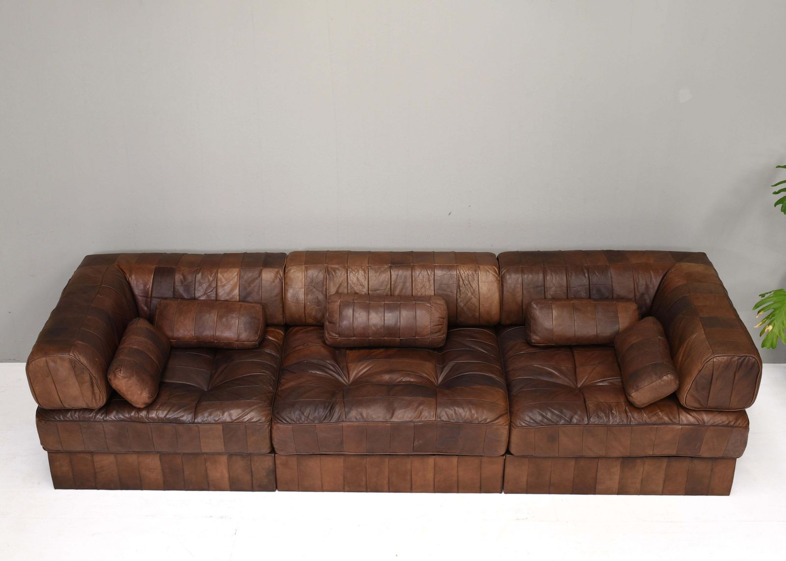 De Sede Ds 88 Sectional Sofa In Cognac Tan Brown Leather, Switzerland, 1970's photo vintage