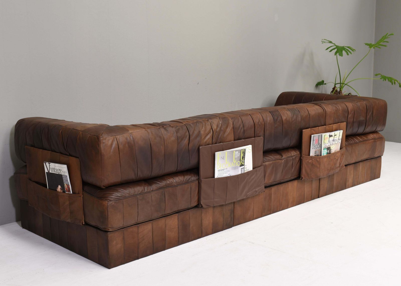 photo furniture De Sede Ds 88 Sectional Sofa In Cognac Tan Brown Leather, Switzerland, 1970's
