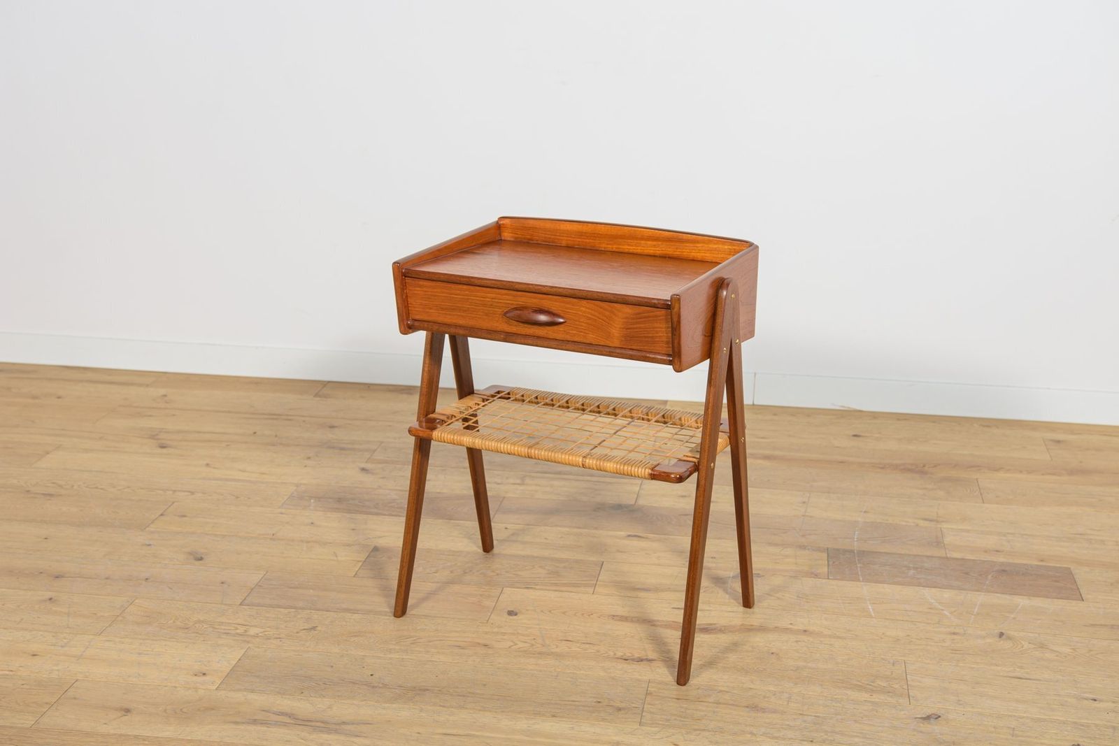 Mid Century Modern Teak And Rattan Nightstands By Søren Rasmussen, 1960s, Set Of 2 photo buy