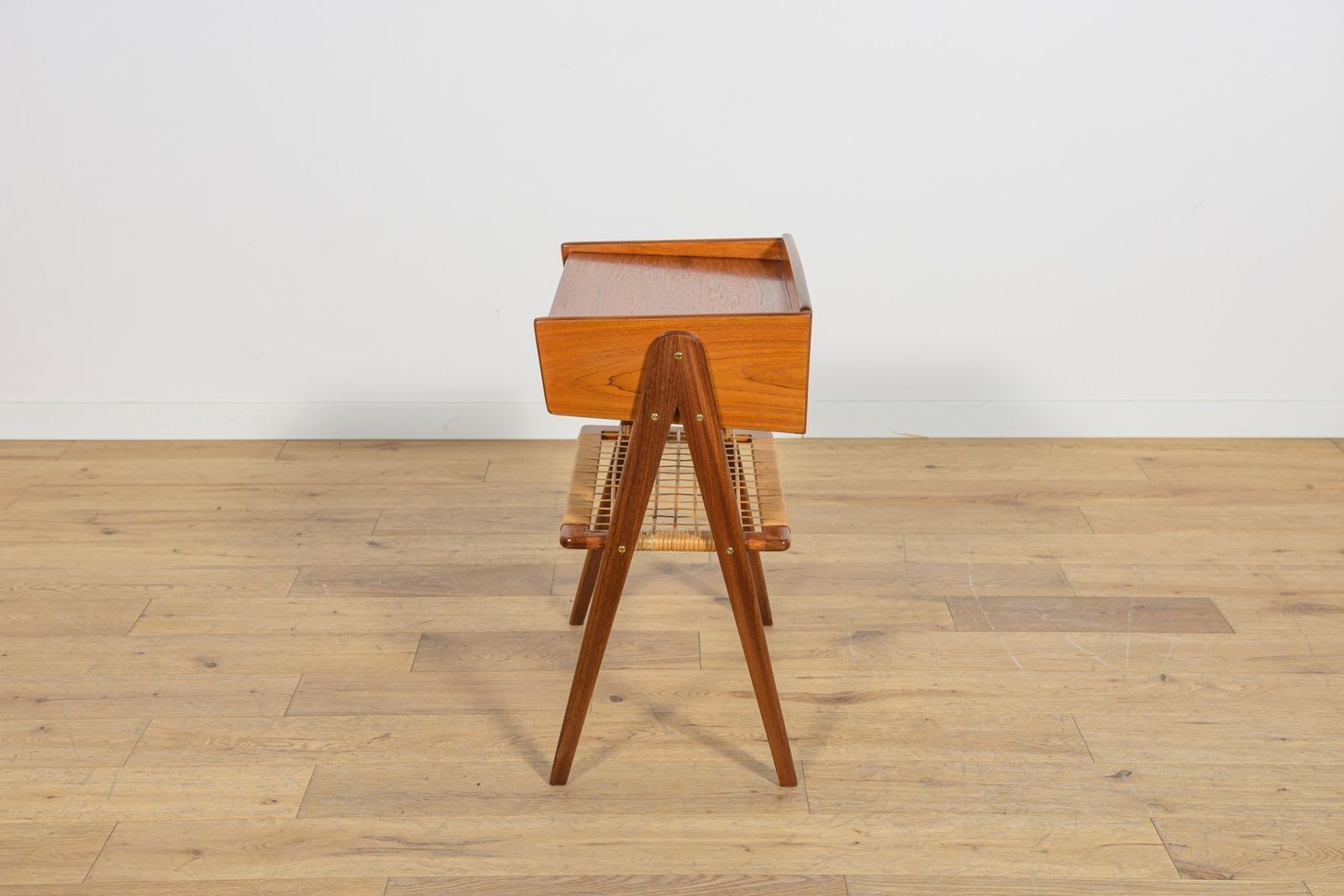 3463.0 Mid Century Modern Teak And Rattan Nightstands By Søren Rasmussen, 1960s, Set Of 2 photo
