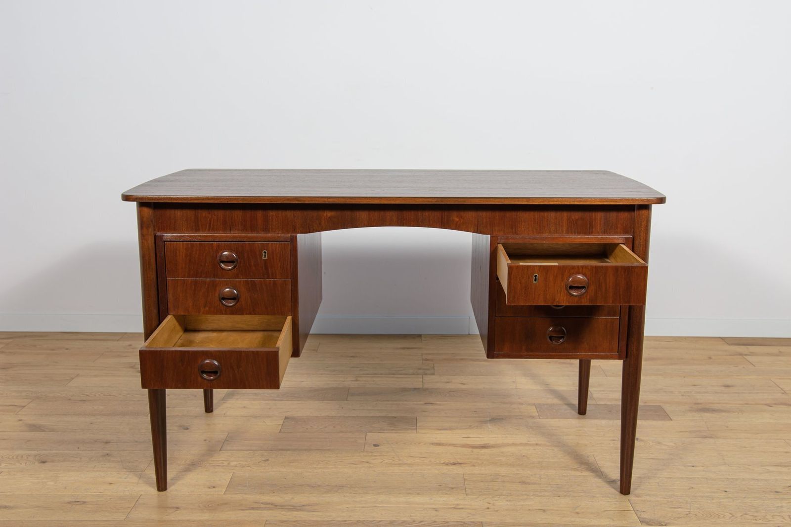 Furniture Mid Century Modern Danish Freestanding Teak Desk, 1960s photo