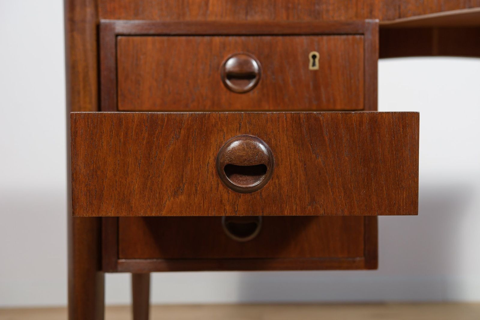 photo buy Mid Century Modern Danish Freestanding Teak Desk, 1960s