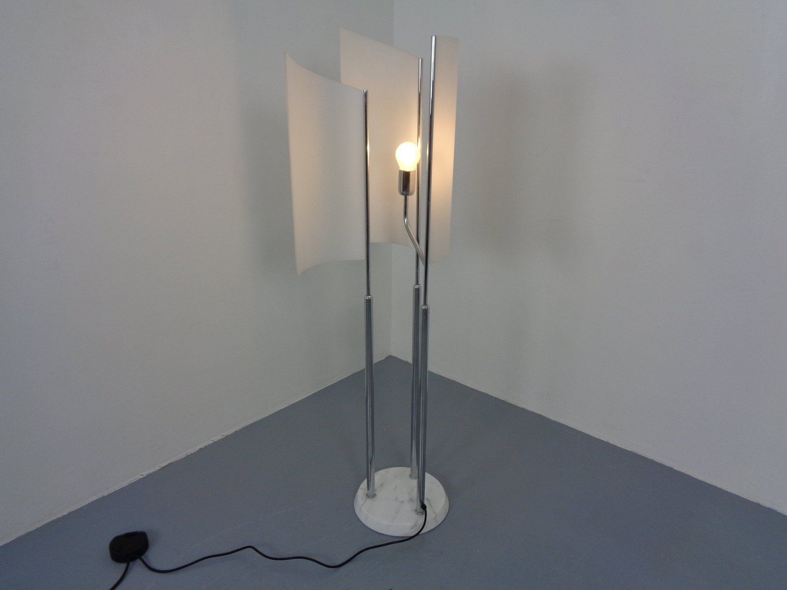 Arianna Floor Lamp In Marble And Handblown Glass By Bruno Gecchelin For Oluce, Italy, 1970s