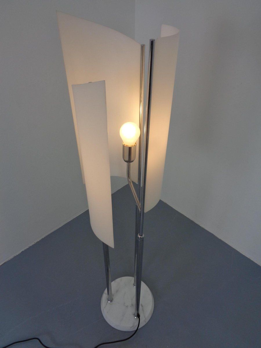 photo furniture Arianna Floor Lamp In Marble And Handblown Glass By Bruno Gecchelin For Oluce, Italy, 1970s
