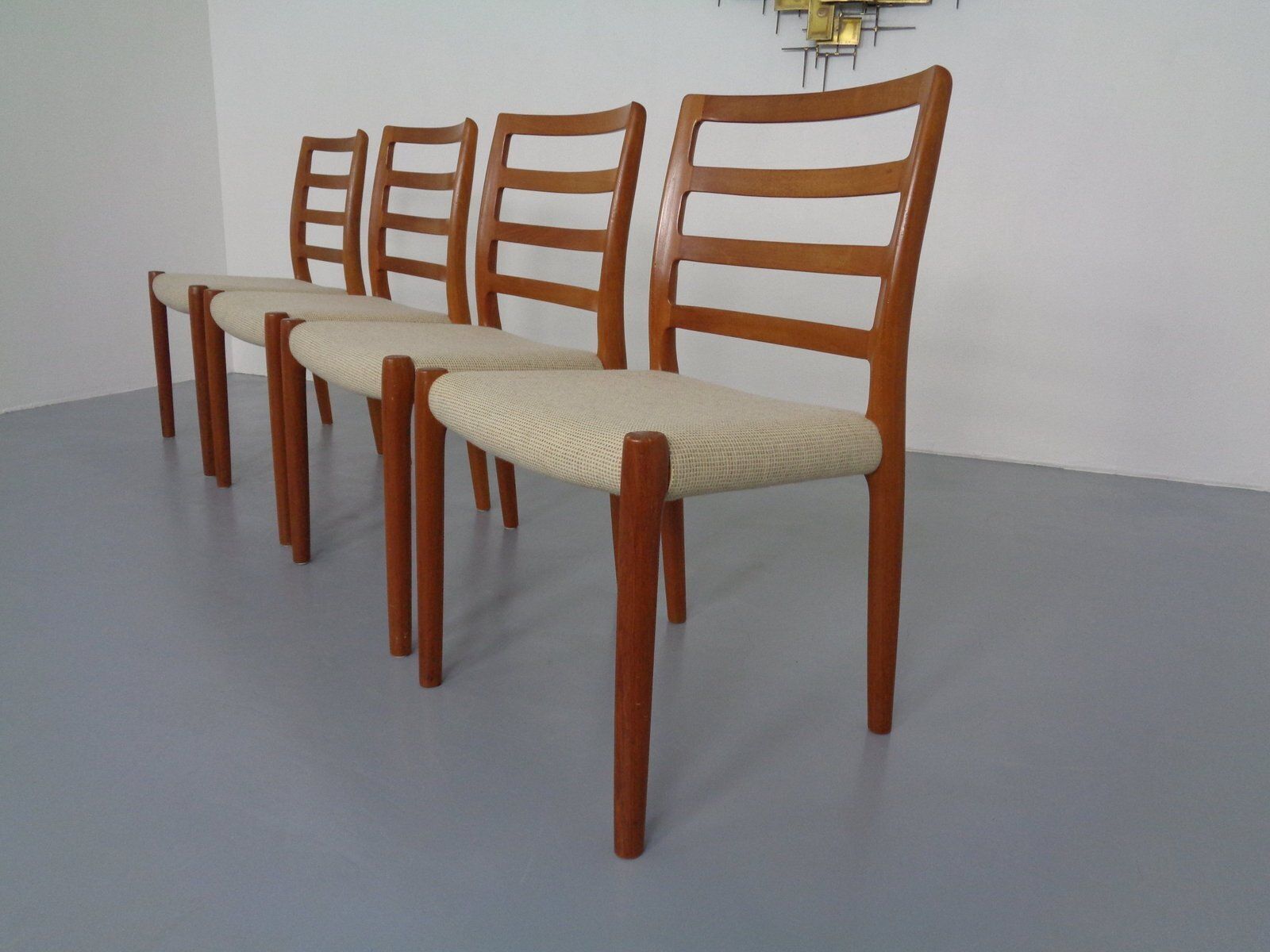 Vintage Danish 85 Dining Chairs In Teak And Wool By Niels Otto Møller For J.L. Møllers, 1960s, Set Of 4 photo 1736.0