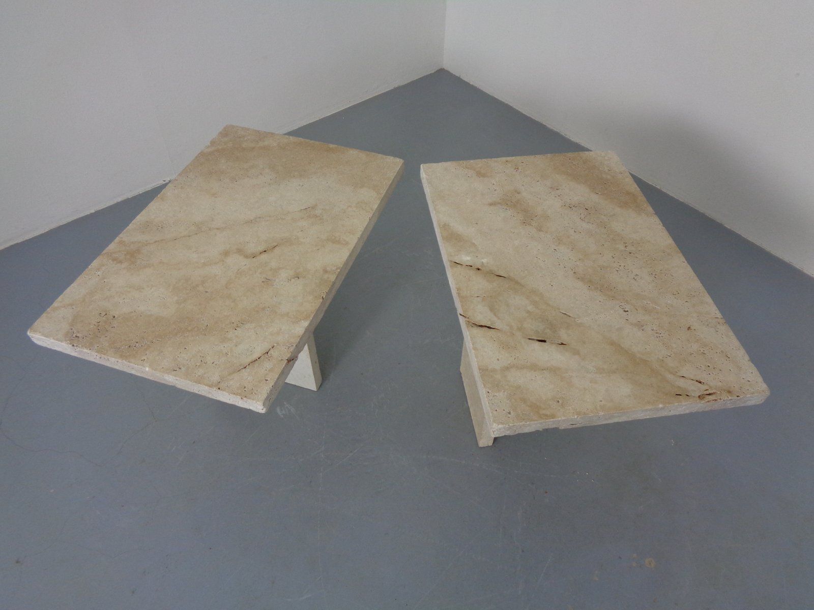 Italian Travertine Coffee Tables, 1970s, Set Of 2 photo for sale