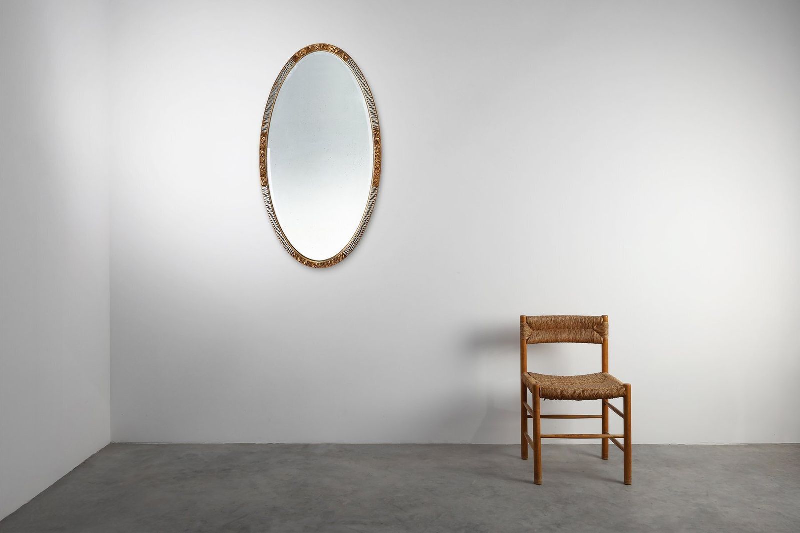 Large Art Deco French Gilded And Silvered Oval Mirror, 1910s photo Home Decor