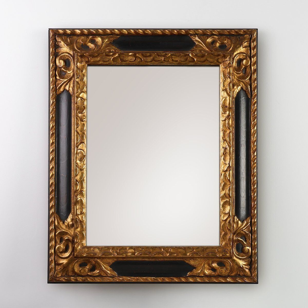 Carved Baroque Black And Giltwood Mirror, 1850s