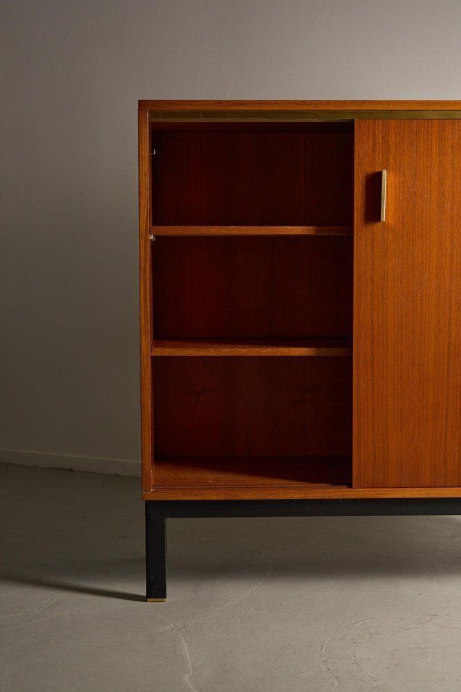 Teak Cabinet With Brass Details And Black Metal Base, 1970s photo 2125.0