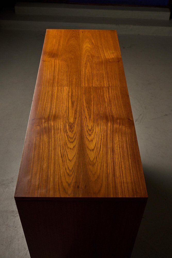 Teak Cabinet With Brass Details And Black Metal Base, 1970s photo vinterior