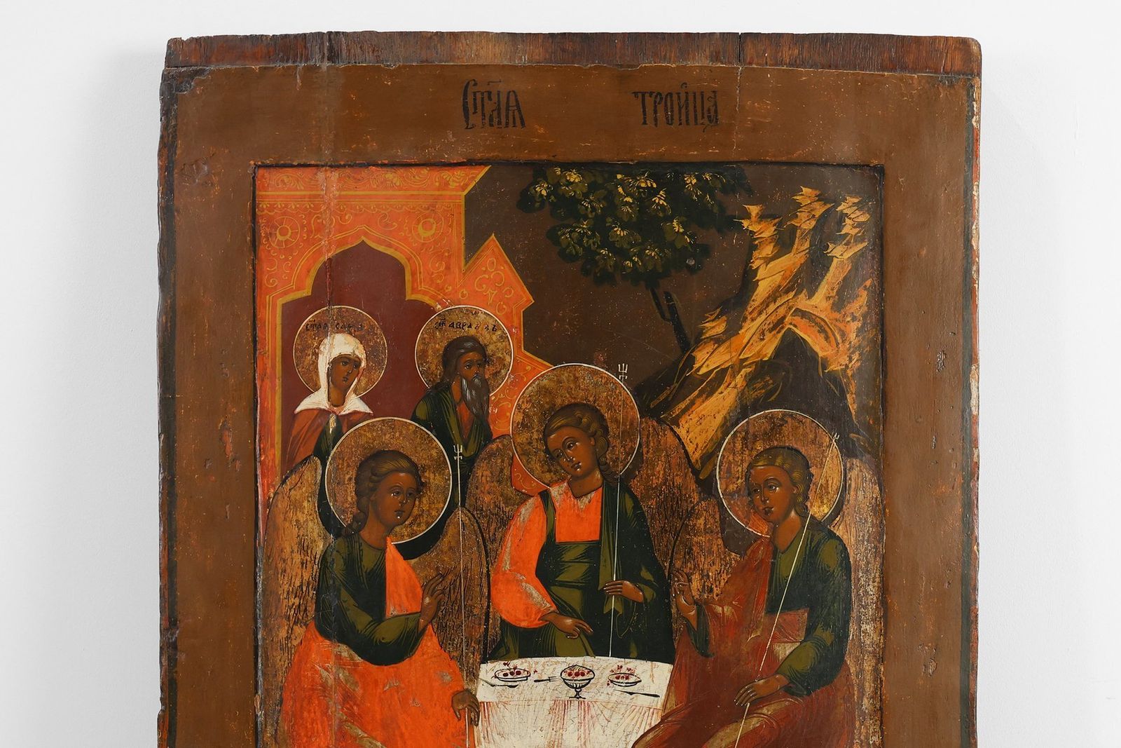 Religious Icon With The Holy Trinity, 18th Century, Painting On Wood photo vinterior