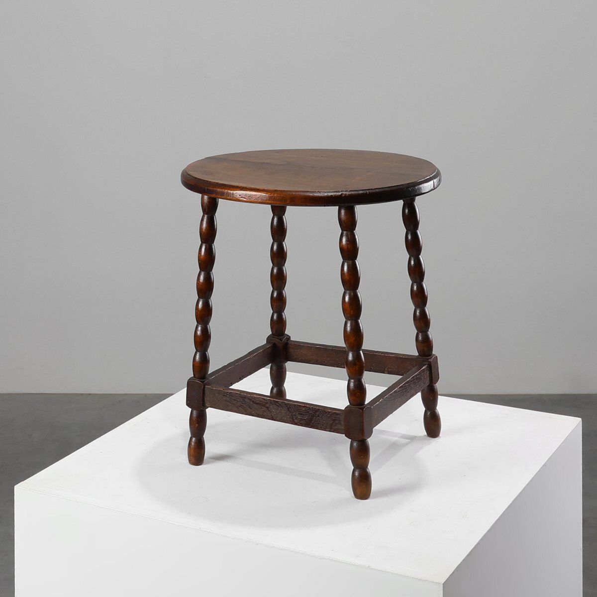 Antique French Provincial Rustic Stool In Oak, 1900s