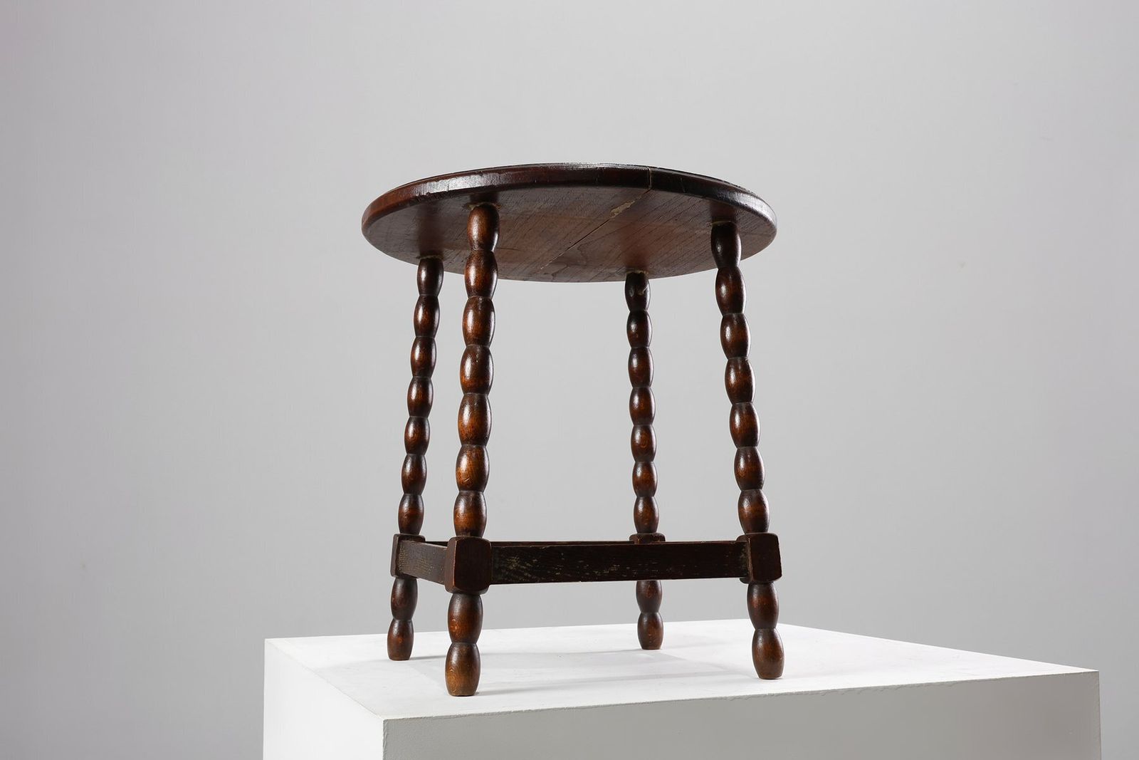 Antique French Provincial Rustic Stool In Oak, 1900s photo Furniture
