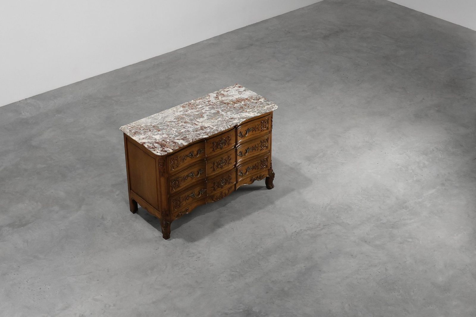photo for sale 18th Century Louis XV Oak And Marble Chest Of Drawers, France