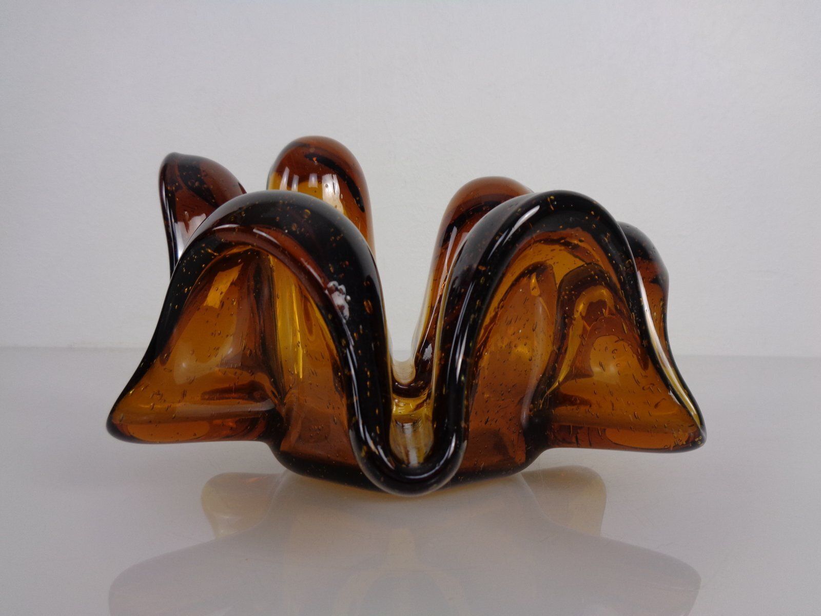 Large Murano Amber Glass Bowl, Italy, 1960s photo 278.0