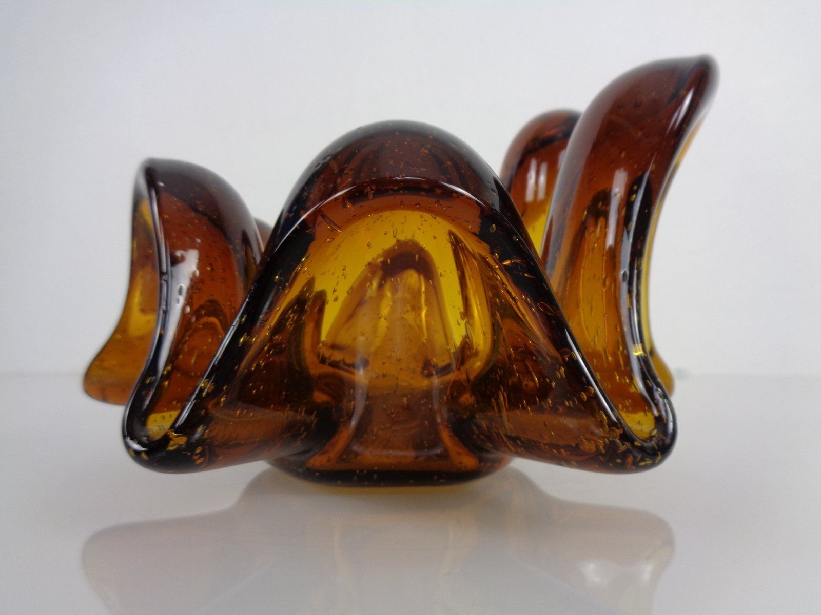 Large Murano Amber Glass Bowl, Italy, 1960s photo buy