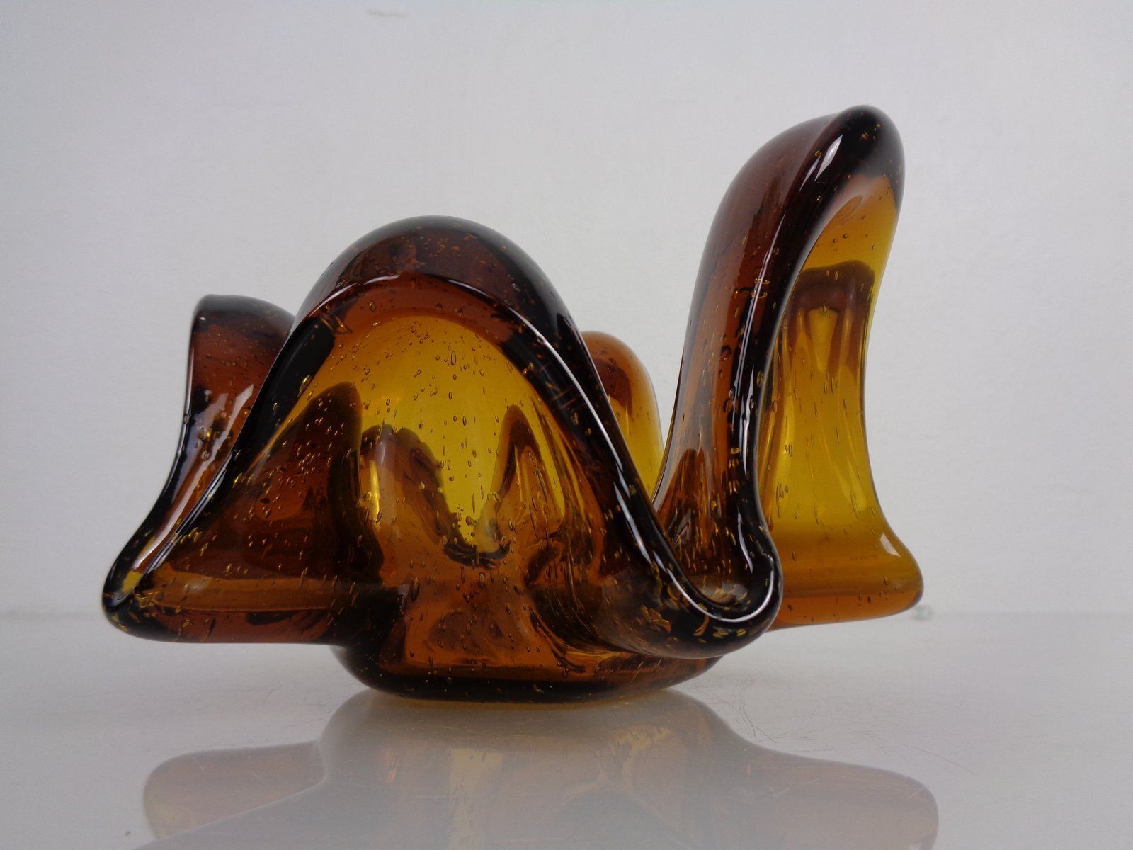 Large Murano Amber Glass Bowl, Italy, 1960s photo vintage