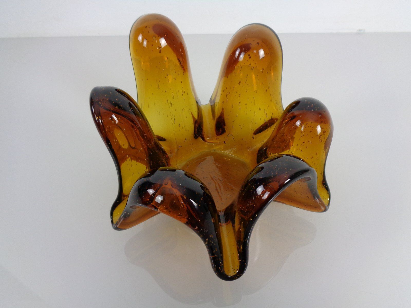 photo for sale Large Murano Amber Glass Bowl, Italy, 1960s