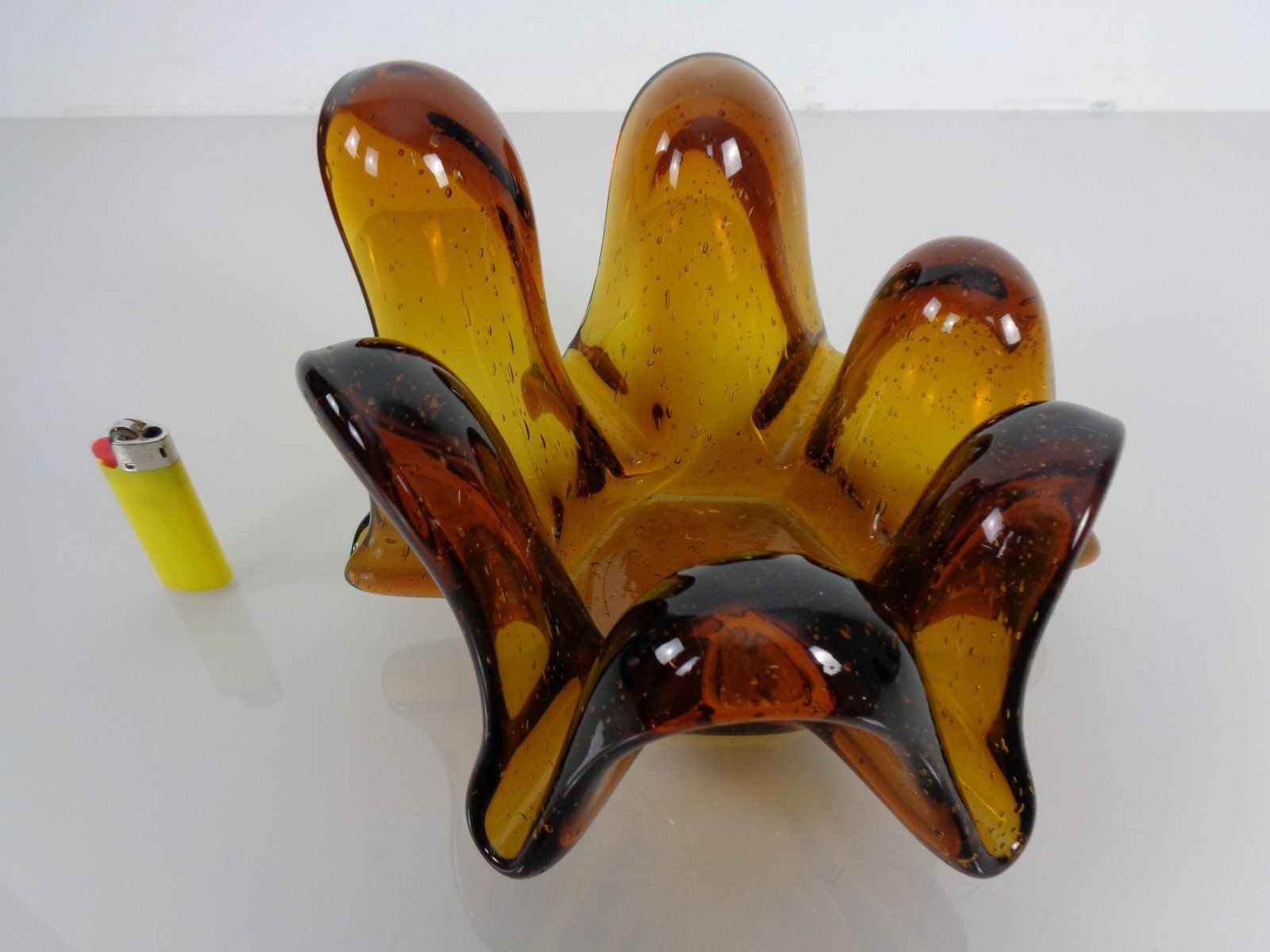 Home Decor Large Murano Amber Glass Bowl, Italy, 1960s photo