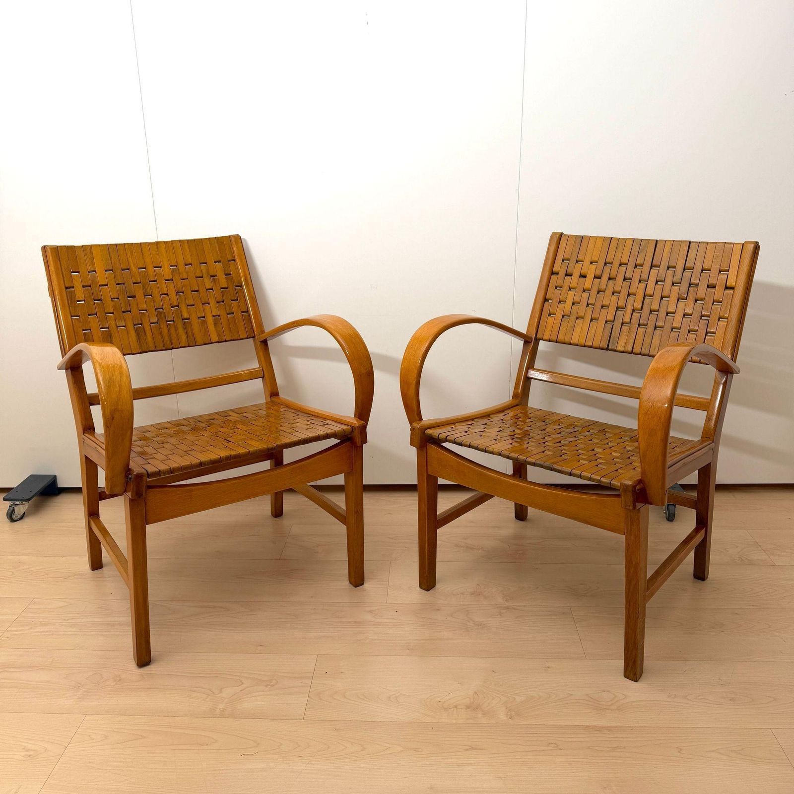 Pair Of ‘Armchairs By, Gelenka’ Solid Beech Wood, Germany Circa 1950 photo for sale