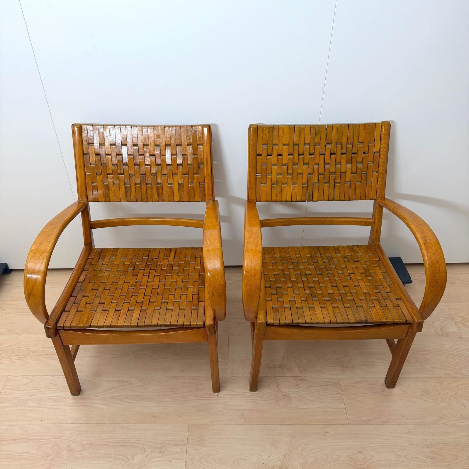 Pair Of ‘Armchairs By, Gelenka’ Solid Beech Wood, Germany Circa 1950 photo vinterior