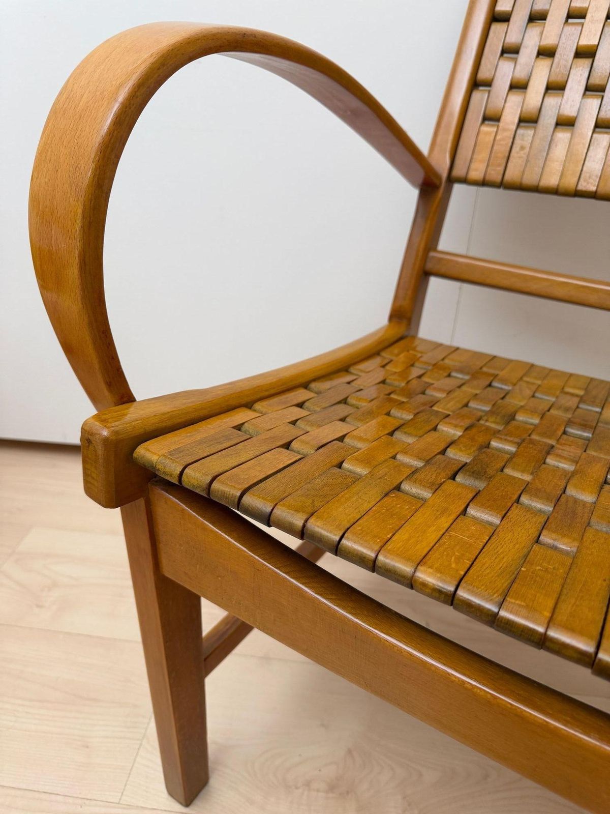 photo for sale Pair Of ‘Armchairs By, Gelenka’ Solid Beech Wood, Germany Circa 1950