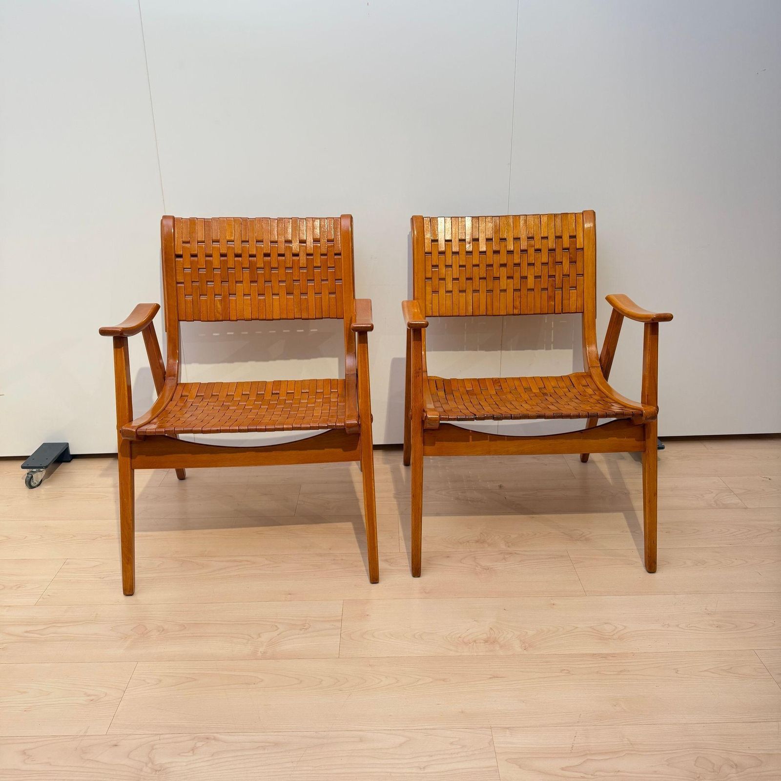 Pair Of ‘Gelenka’ Armchairs, Solid Beech Wood, Germany Circa 1950 photo for sale