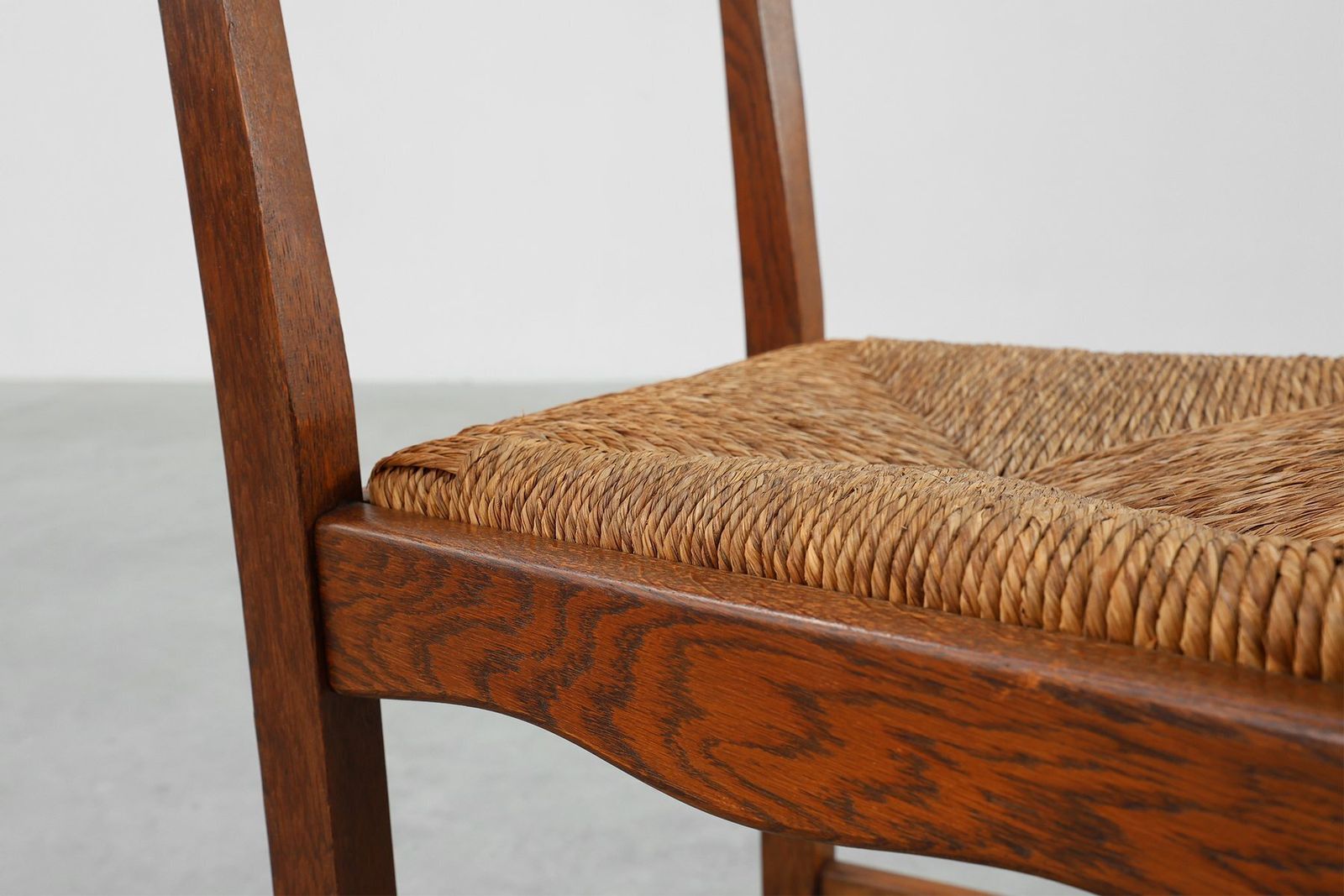 photo buy Mid Century Modern Brutalist Oak And Wicker Chair, 1960