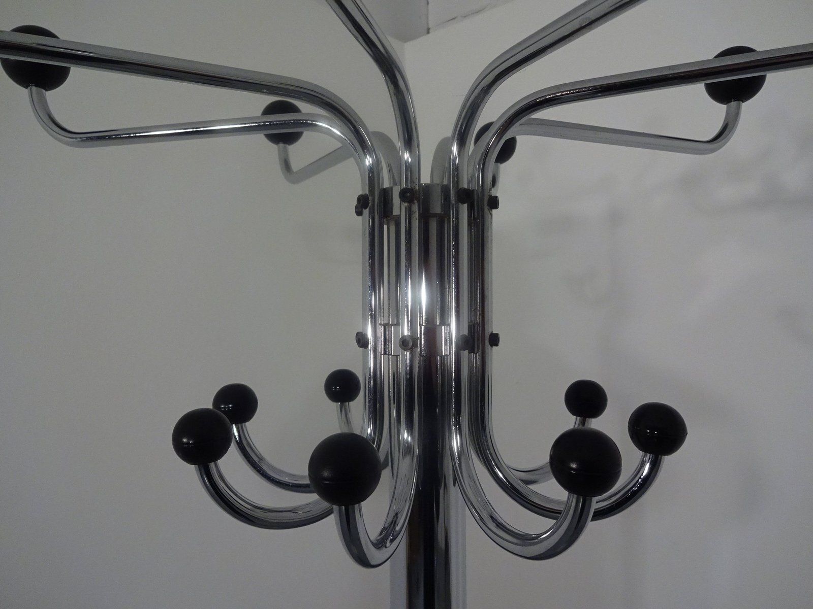 French Chrome Plated Steel Tubular Coat Rack, 1940s photo vintage