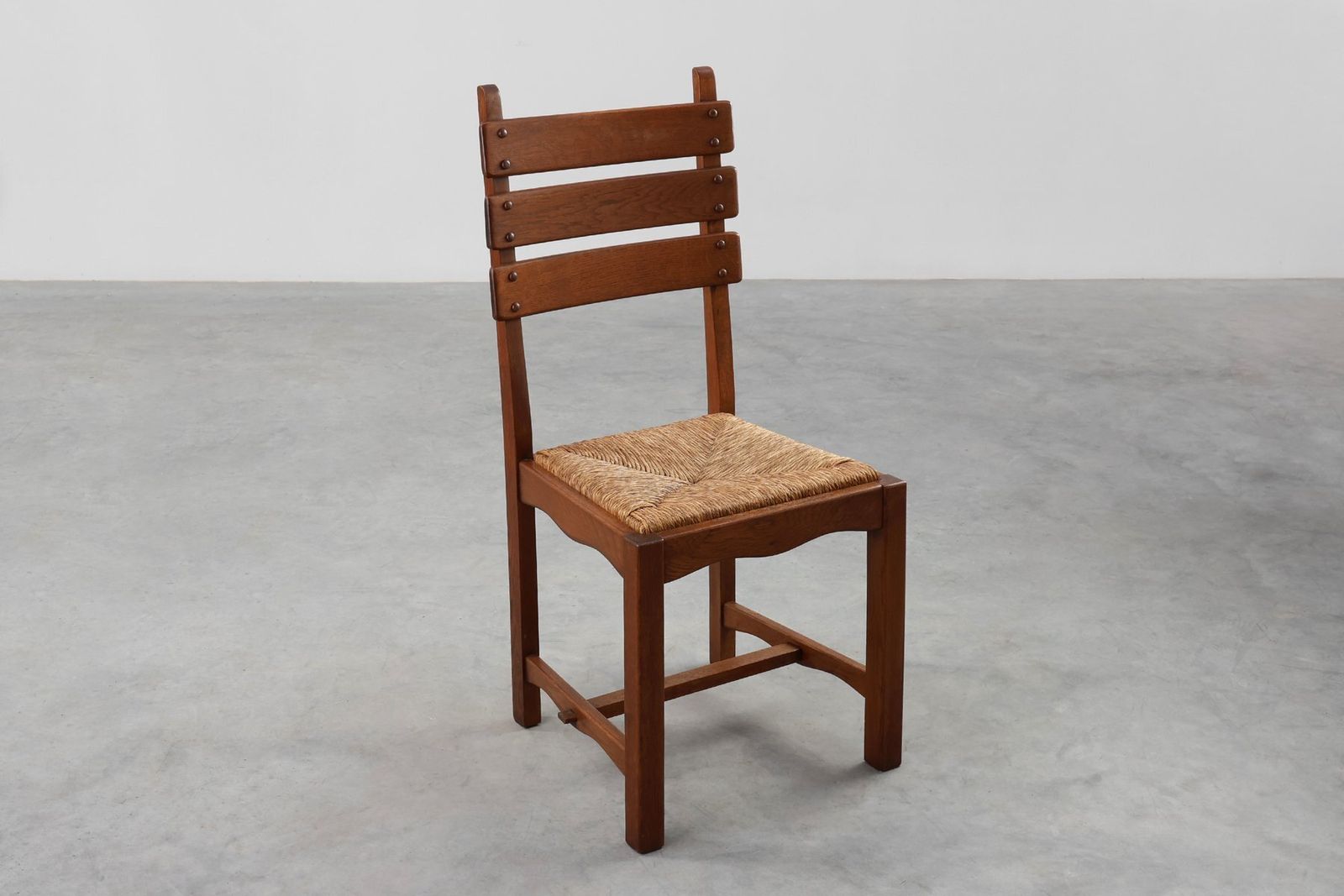 Mid Century Modern Belgian Chair In Oak And Wicker, 1960s photo 1172.0