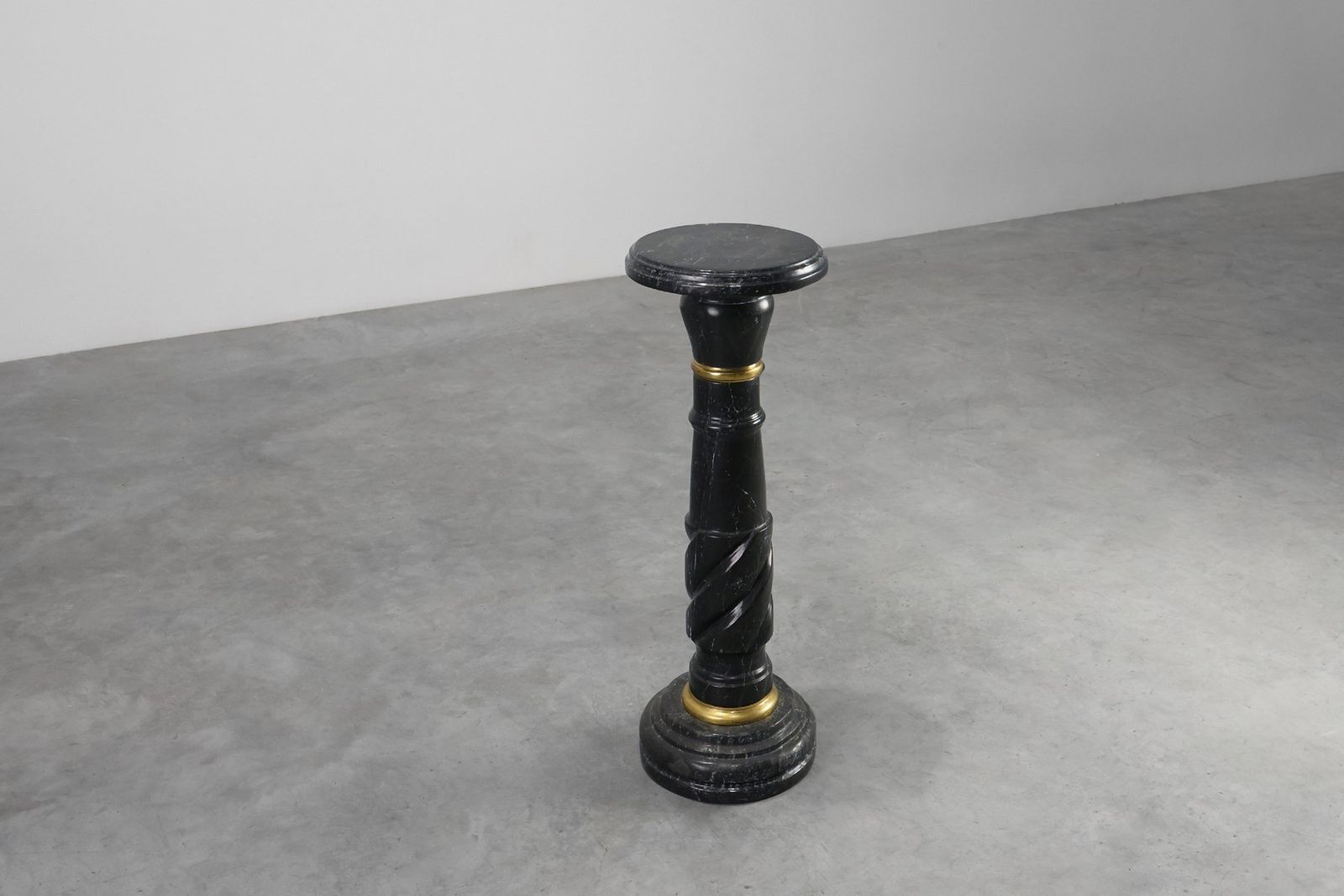 Antique Belgian Black Marble Column, France, 1900s photo vintage