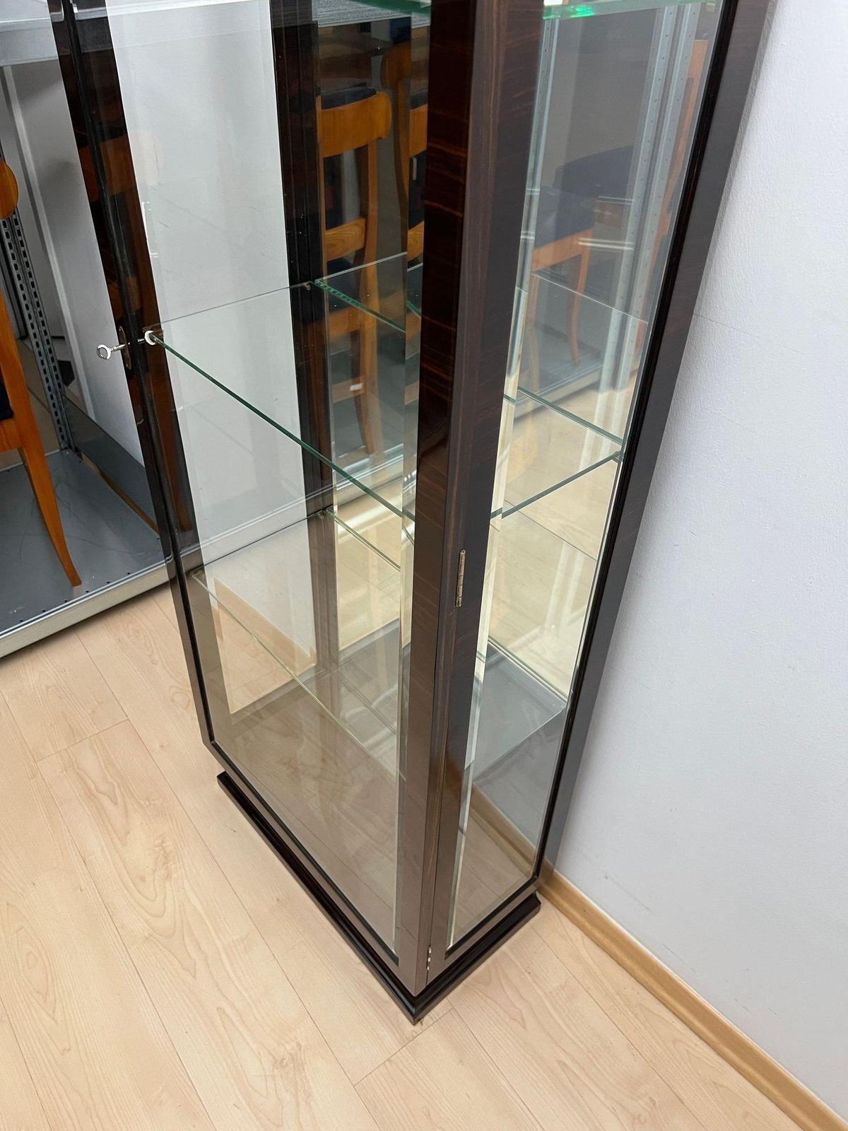 photo for sale Art Deco Display Cabinet, 3 Sides Glass, Macassar Veneer, France, Circa 1930