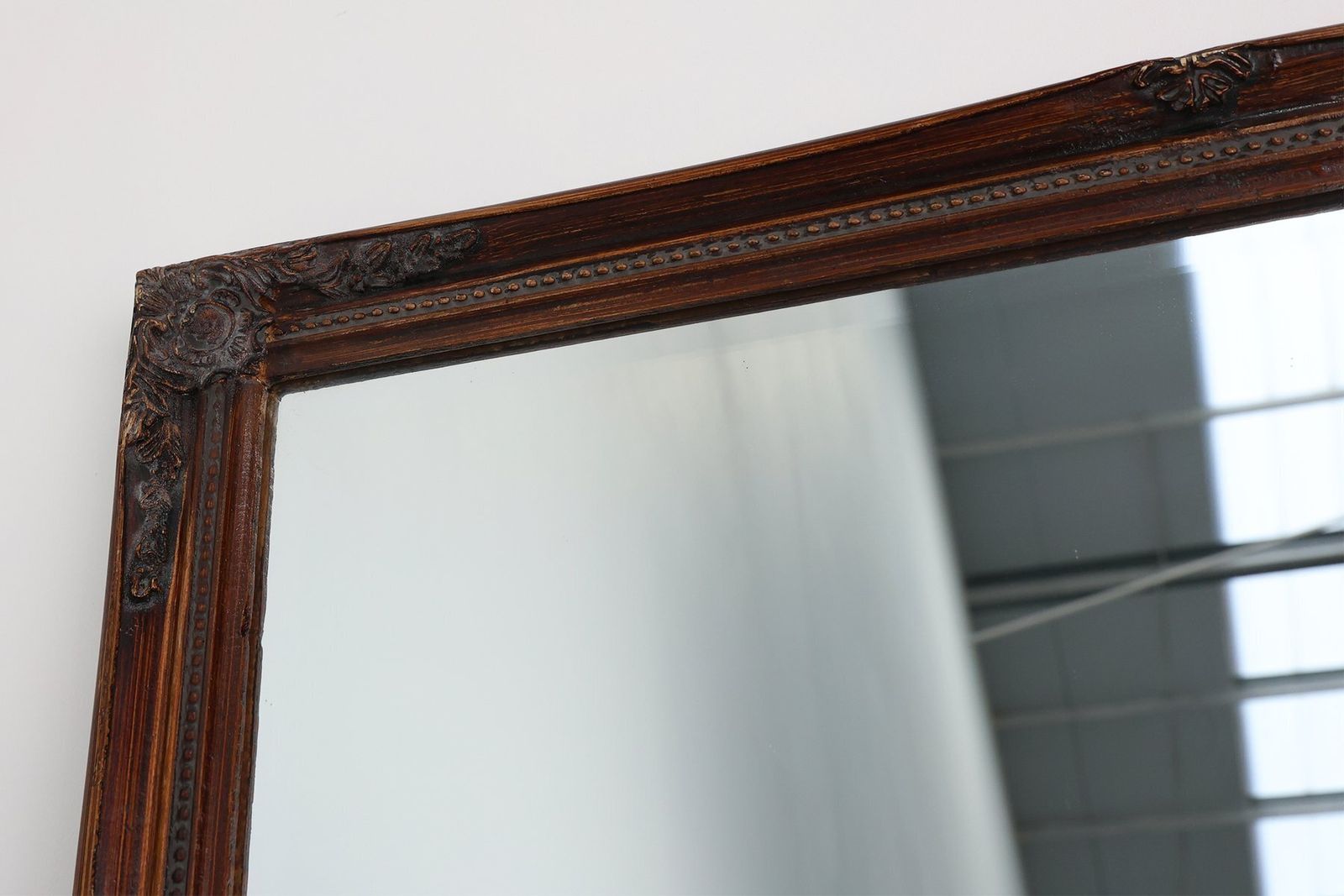 Antique Facet Cut Mirror With Carved Wood Frame, France, 1850s photo furniture