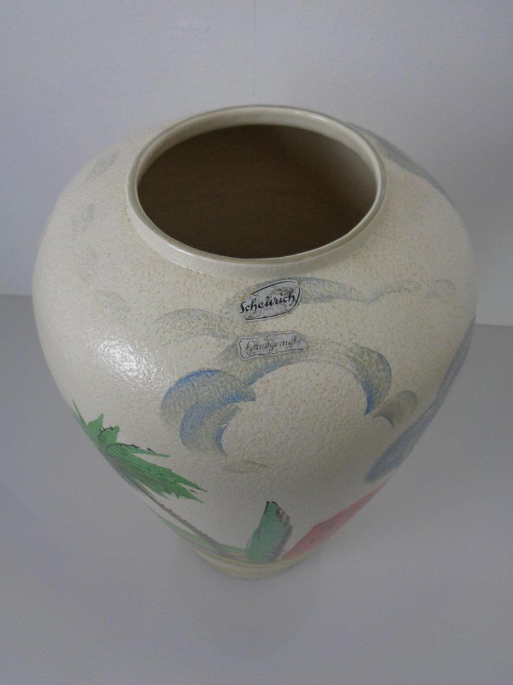 Large Hand Painted Ceramic 617 50 Vase From Scheurich Foreign, Germany, 1960s photo vintage
