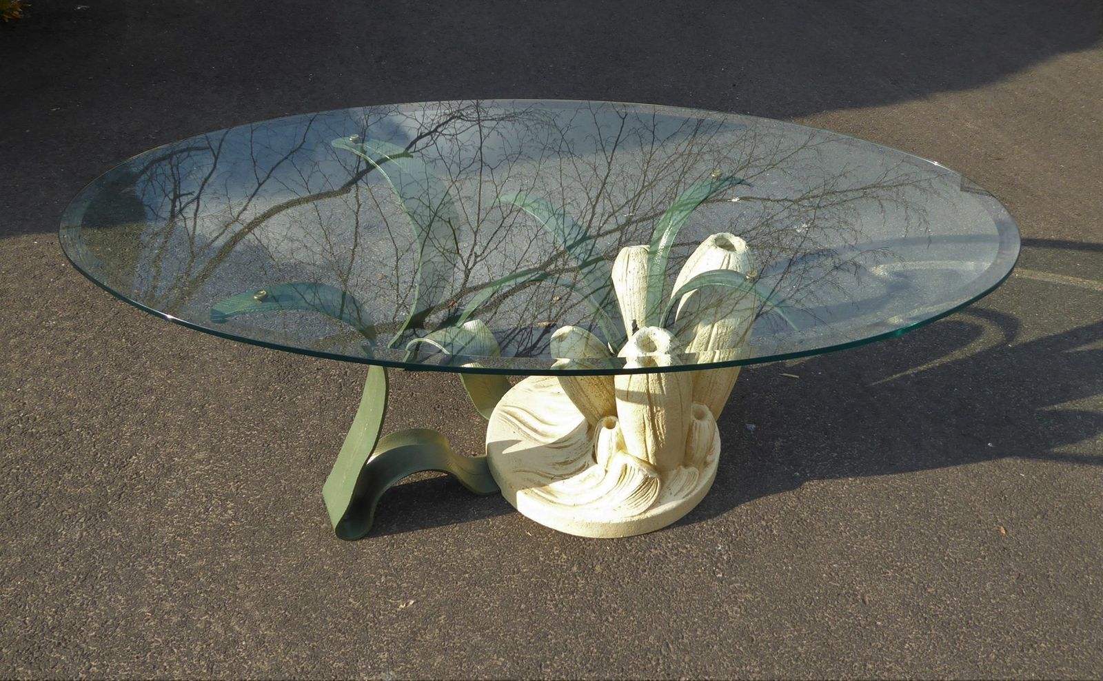 Bronze & Resin Organic Anemone Plant Coffee Table With Glass Top, 1970s photo for sale