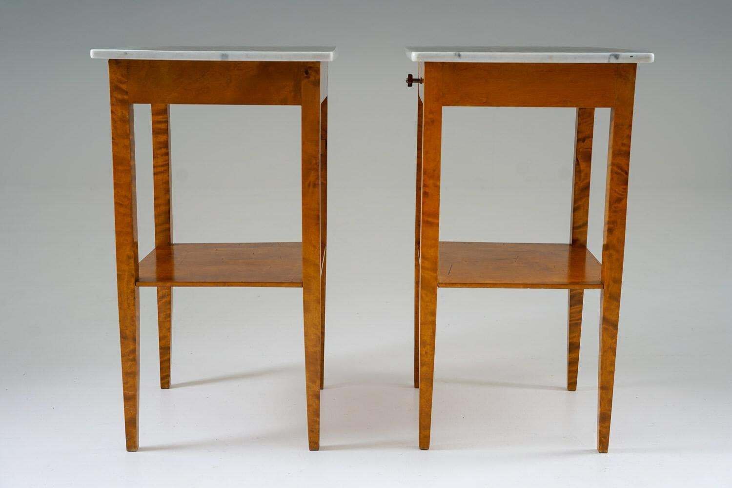 Pair Of Swedish Birch And Marble Bedside Tables photo vinterior