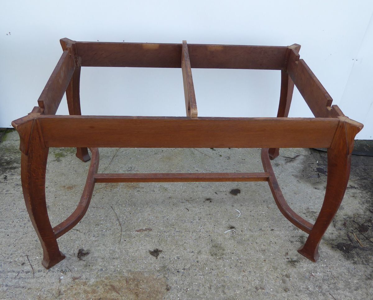 Antique Belgian Art Deco Oak Dining Table By Gustave Serrurier Bovy photo furniture