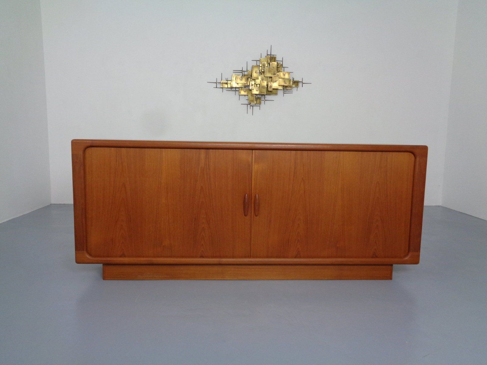 Large Teak Tambour Sideboard From Dyrlund, Denmark, 1970s